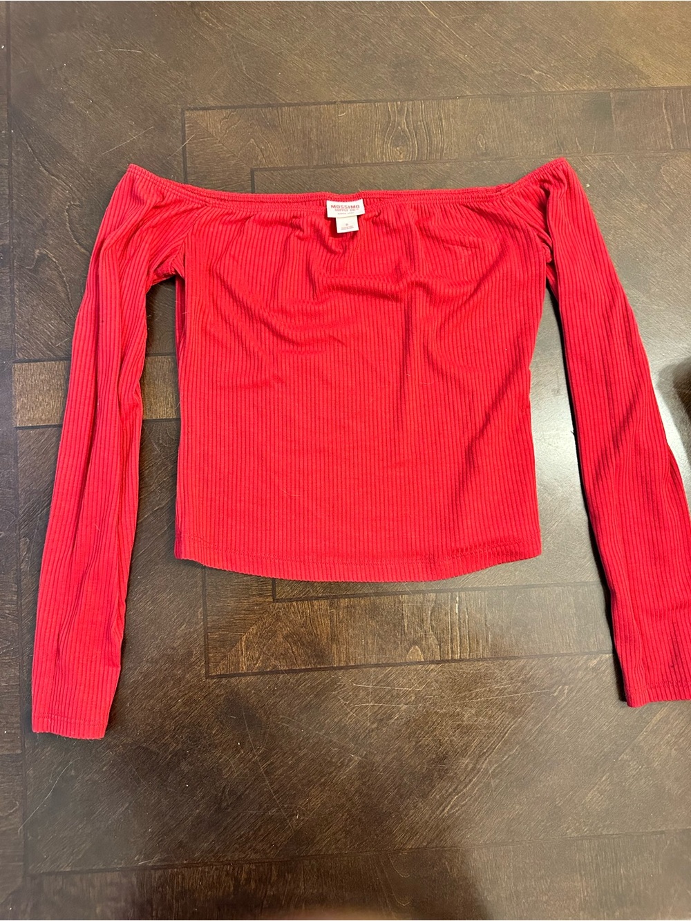 Mossimo Supply Co. Off-the-Shoulder Ribbed Long Sleeve Top - Red